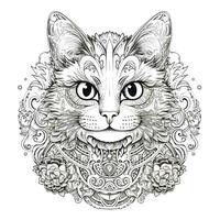 Ornamental Cat Coloring Pages photo