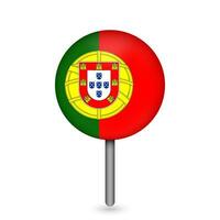 Map pointer with contry Portugal. Portugal flag. Vector illustration.