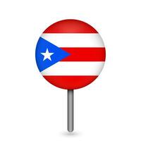 Map pointer with contry Puerto Rico. Puerto Rico flag. Vector illustration.