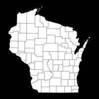 Wisconsin state map with counties. Vector illustration.
