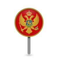 Map pointer with contry Montenegro. Montenegro flag. Vector illustration.