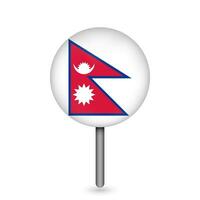 Map pointer with contry Nepal. Nepal flag. Vector illustration.