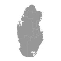 Grey map of the administrative divisions of the country of Qatar. Vector illustration.