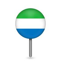 Map pointer with contry Sierra Leone. Sierra Leone flag. Vector illustration.