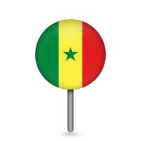 Map pointer with contry Senegal. Senegal flag. Vector illustration.