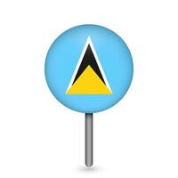 Map pointer with contry Saint Lucia. Saint Lucia flag. Vector illustration.