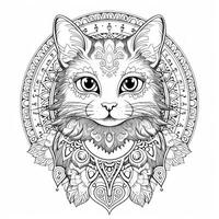 Ornamental Cat Coloring Pages photo