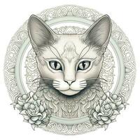 Ornamental Cat Coloring Pages photo