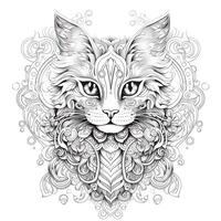 Ornamental Cat Coloring Pages photo