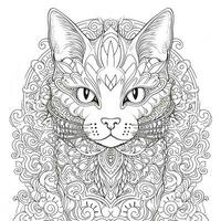 Ornamental Cat Coloring Pages photo