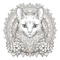 Ornamental Cat Coloring Pages photo