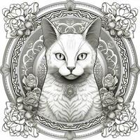 Ornamental Cat Coloring Pages photo