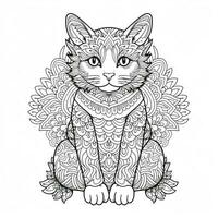 Ornamental Cat Coloring Pages photo