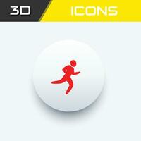 Running man icon, fitness body building 3D icon vector