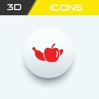 Healthy diet icon, Fruits 3D icon vector