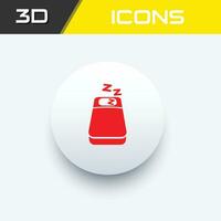 Bed icon, sleeping and resting 3D icon vector