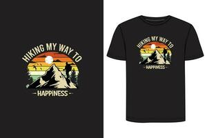 Hiking my way to happiness T-shirt Design. Hiking t-shirt design, Camping t-shirt design vector