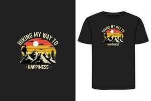 Hiking my way to happiness T-shirt Design. Hiking t-shirt design, Camping t-shirt design vector