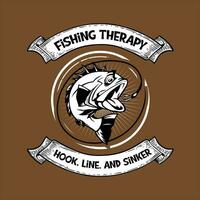 Fishing therapy hook, line, and sinker T-shirt Design. Fishing T-shirt design. vector