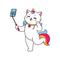 Cartoon cute caticorn cat and kitten character vector