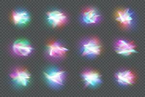 rainbow crystal lights, prism leak vector set