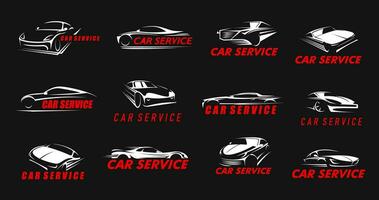 Car service icons of speed auto silhouettes vector