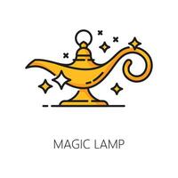 Magic lamp, witchcraft icon, Aladdin lantern sign vector