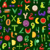 Fruit and vegetable font letters seamless pattern vector