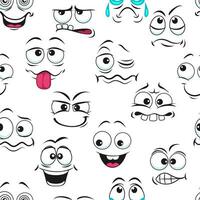 Cartoon funny, sad, crying and happy faces pattern vector