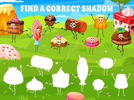 Find a correct shadow of cartoon desserts, sweets vector