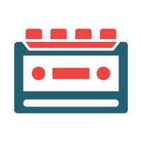 Cassette Recorder Glyph Two Color Icon For Personal And Commercial Use. vector