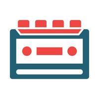 Cassette Recorder Glyph Two Color Icon For Personal And Commercial Use. vector