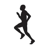 Running side view vector silhouette. Sprinting man vector silhouette.  Runner starts running.