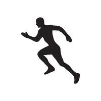 Running side view vector silhouette. Sprinting man vector silhouette.  Runner starts running.