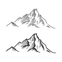 Mountains set. Hand drawn rocky peaks. Vector illustration.