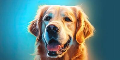 Dog portraite on a minimal blue background for banners photo