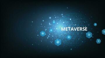 Concept of Metaverse technology with blockchain network connecting. vector