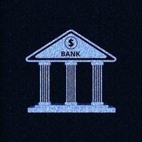 Bank building on dark blue background. vector