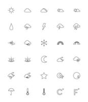 Vector weather icon, sign, symbol collection line style