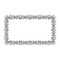 Skull frame rectangle halloween vector. vector