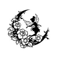 Crescent Moon and Fairy silhouette vector