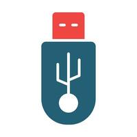 Pen Drive Glyph Two Color Icon For Personal And Commercial Use. vector