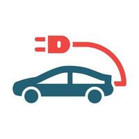 Electric Car Glyph Two Color Icon For Personal And Commercial Use. vector