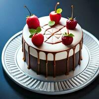 Cake close up in the background of the celebration Chocolate dessert Generative AI photo