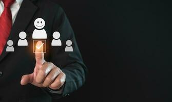 concept Business and HR for leadership and team leader, one dolls stand out in front  Different and stand out from the group photo