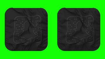 snapchat bandera icono en escudero forma aislado con llanura y bache textura, 3d representación, verde pantalla, alfa mate video