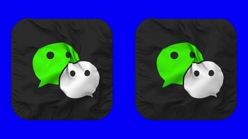 WeChat, Weixin Flag Icon in Squire Shape Isolated with Plain and Bump Texture, 3D Rendering, Green Screen, Alpha Matte video