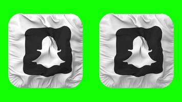 snapchat bandeira ícone dentro escudeiro forma isolado com avião e colisão textura, 3d Renderização, verde tela, alfa fosco video