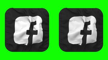 Facebook, FB Flag Icon in Squire Shape Isolated with Plain and Bump Texture, 3D Rendering, Green Screen, Alpha Matte video