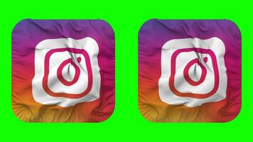 Instagram Flag Icon in Squire Shape Isolated with Plain and Bump Texture, 3D Rendering, Green Screen, Alpha Matte video